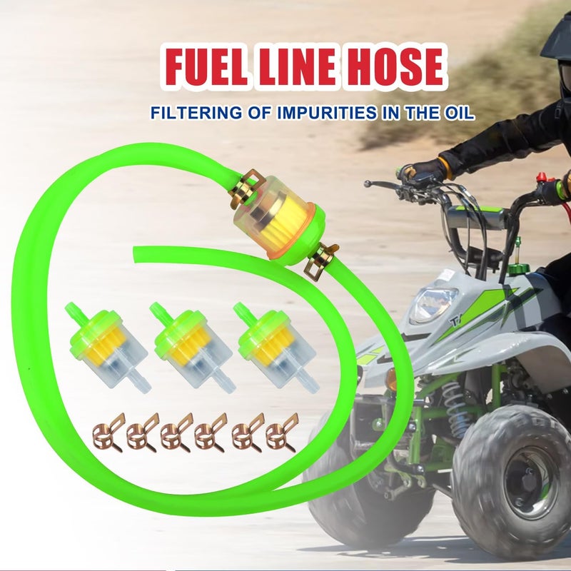 HOOUP Dirt Bike Gas Fuel Line Hose Fuel Filter for 50cc 110cc 125cc TaoTao Coolster Apollo GY6 Motorcycle Pit Bike Motocross Pocket Bike Chinese Atv Four Wheeler Moped Scooter Quad Go Kart Parts Green - Image 2